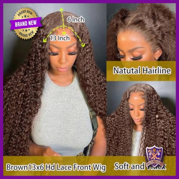 30 Inch Deep Wave Lace Front Wig Human Hair 220 Density 13x6 HD Lace main image 6